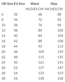 Size Guide  Size Chart  Tartanista Sizes