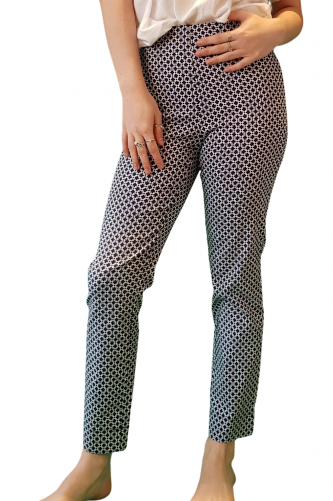 Geometric Slim Leg Bengaline Ankle Grazer - Just Trousers UK